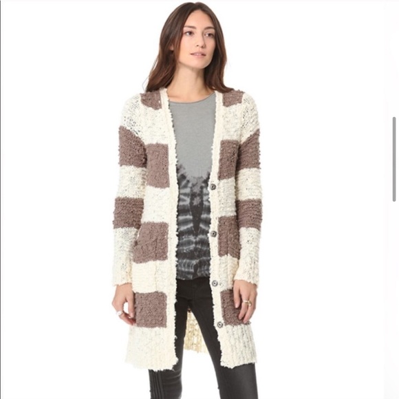 Free People Cuddle Bear Rugby Stripe Cardigan S - Picture 1 of 12